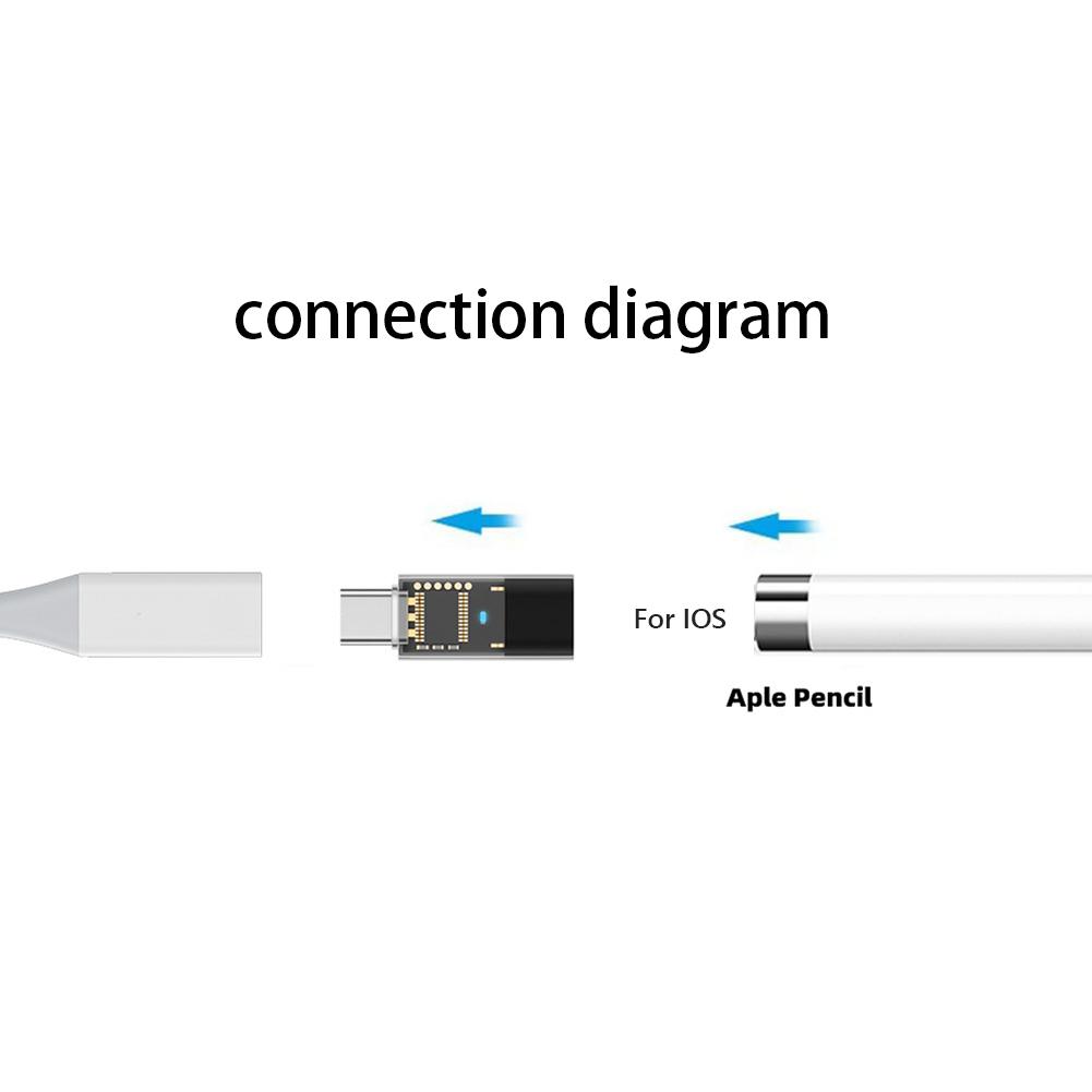 Ligting To Type-C Connecter Adapter for Apple Pencil 1st Generation Bluetooth-Compatible Stylus Pen Charger Converter