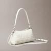 Calvin Klein Elegant Niche Design Pleated Armpit Bag Mixed Material Shoulder Bag Medium Size Women's Milk White
