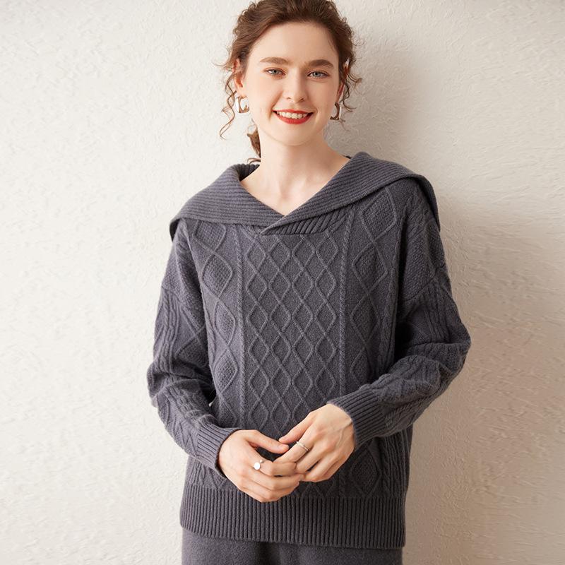 2024 Women's Heavyweight Cashmere Cable Knit Sweater - Thick, Loose Pullover Ideal for Autumn/Winter