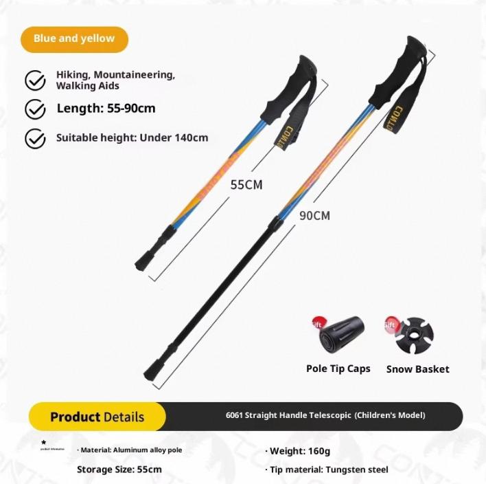 /ODM Lightweight Children s Trekking Pole Aluminum Alloy 55-90cm Folding Non-slip Multi-function Hiking Walking Stick Drop