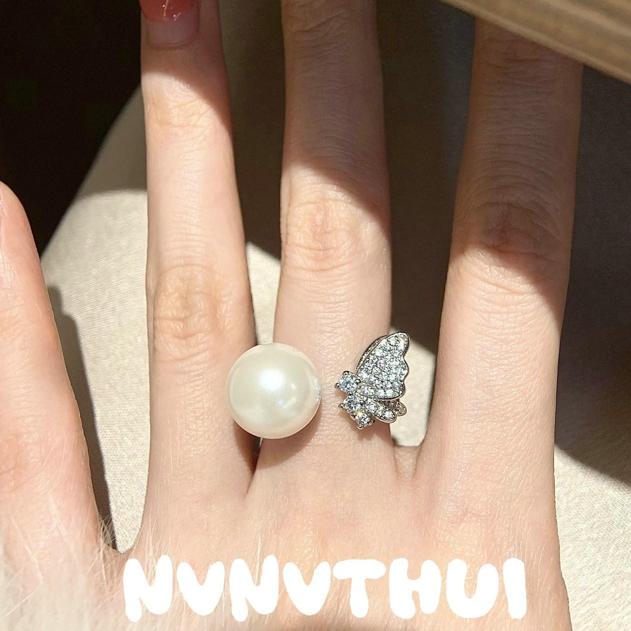 Jewelry Iris Butterfly Gem Australia White Pearl Necklace, Banquet Haute Couture Three-Dimensional Butterfly Bead Earrings Set