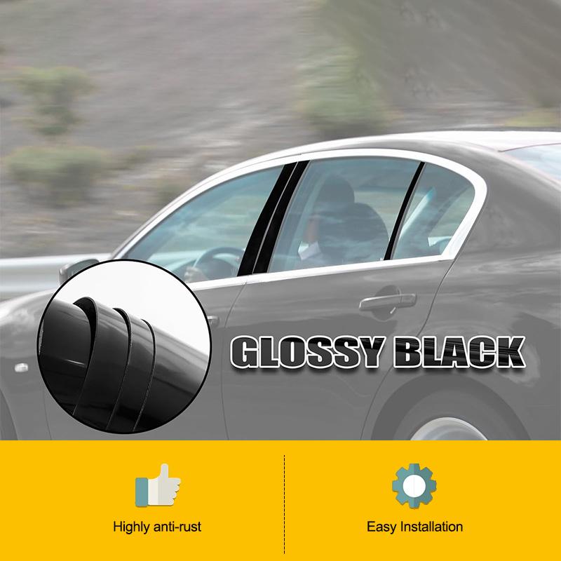 6Pcs Car Trims Stickers For Infiniti G35 G37 2002 2003 2004 2005-2013 Black Window Pillar Door Posts Panel Cover Decal