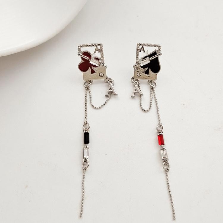 Trendy Long Tassels Earrings with Playing Cards Sweet Temperament Earring Accessories Fashion Jewelry for Women Girls