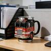 Fire Rescue 3D Fire Truck Mug Double Wall Stainless Steel Insulated Tumbler Vacuum Flask For Firefighters Station Work Gifts
