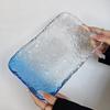 ZISIZ Irregular Glacier Gradient Blue Glass Dinner Plate Set