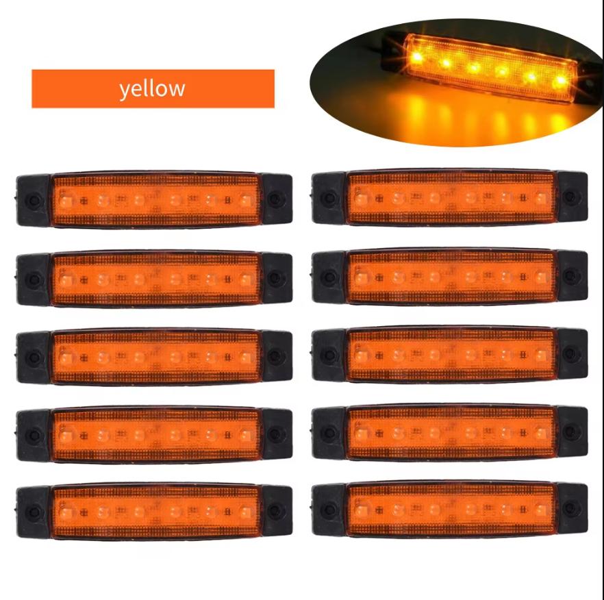 10pcs Auto Car Bus Truck Lorry Side Marker Indicator Light External Lights LED 12V/24V 6 SMD LED Low Trailer Rear Warning Lamp