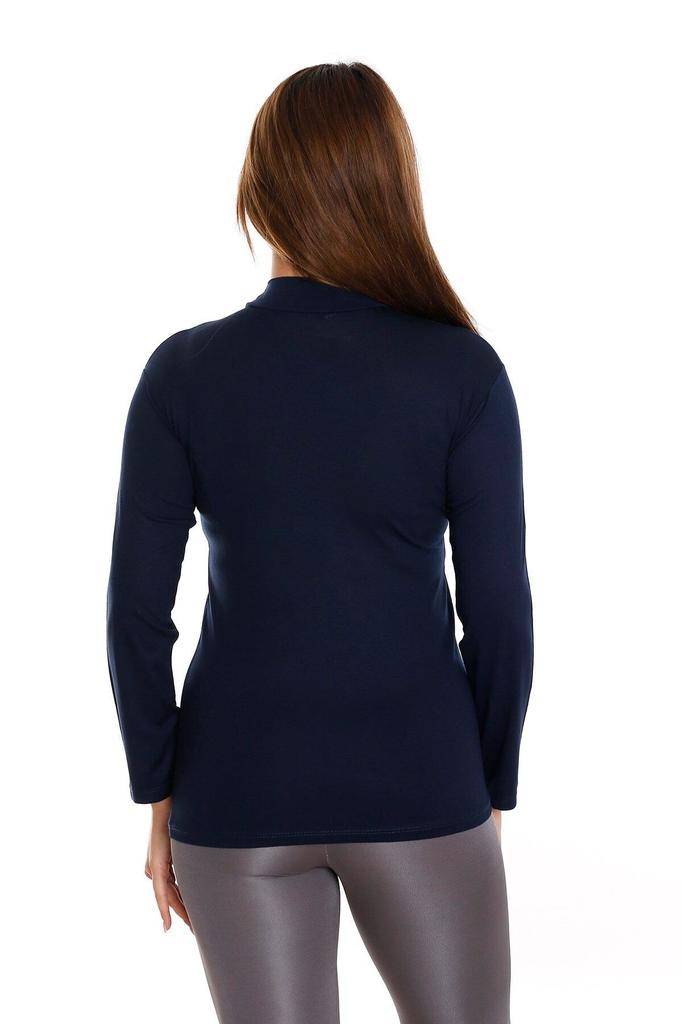 Women's Fashion Big Size body Plus Size Half Fisherman Viscose Turtleneck Navy Blue Body