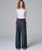 MALOUPE 2155 Single-Pleat Belted Wide Pants (Dark Gray)