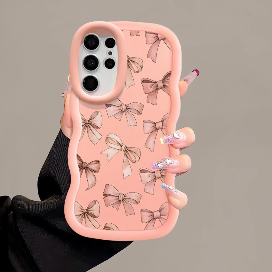 Soft Phone Cover Case for Samsung Galaxy S20 FE S21 A26 A25 S24 S25 S23 Plus S22 Ultra A54 A24 A35 A55 A34 A36 Pink Bow