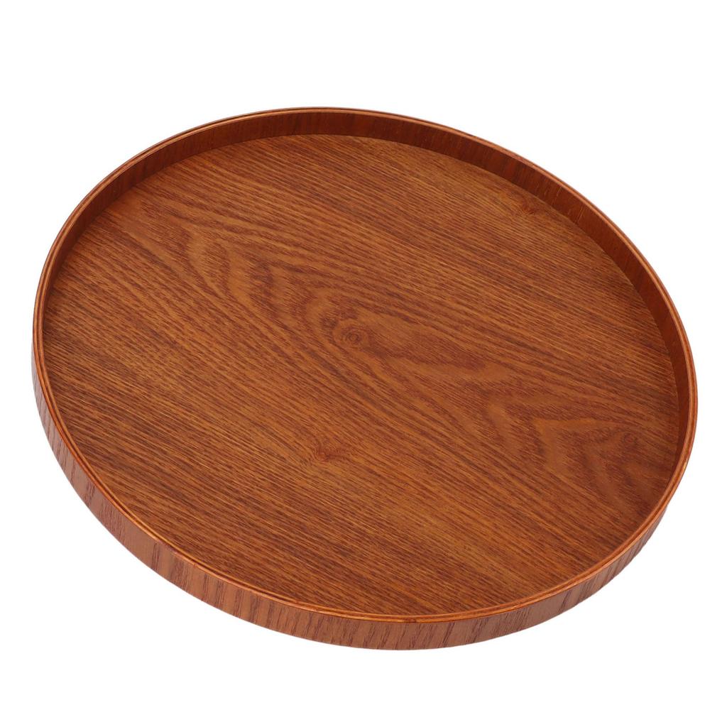 Wood Serving Tray 11.8in Sturdy Wood Simple Elegant Round Multifunction Wooden Tea Tray for Cafe Office Dining Table