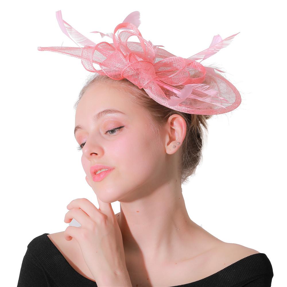 Europäische und Amerikanische Boutique Mode Simulation Blatt Kopfschmuck Rosa Hanfgarn Feder Einfach Promi Party Haarschmuck