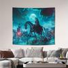 Skeleton Rider and Horse Tapestry 2D Digital Print Polyester Wall Hanging Living Room Bedroom Office Decor with Hooks
