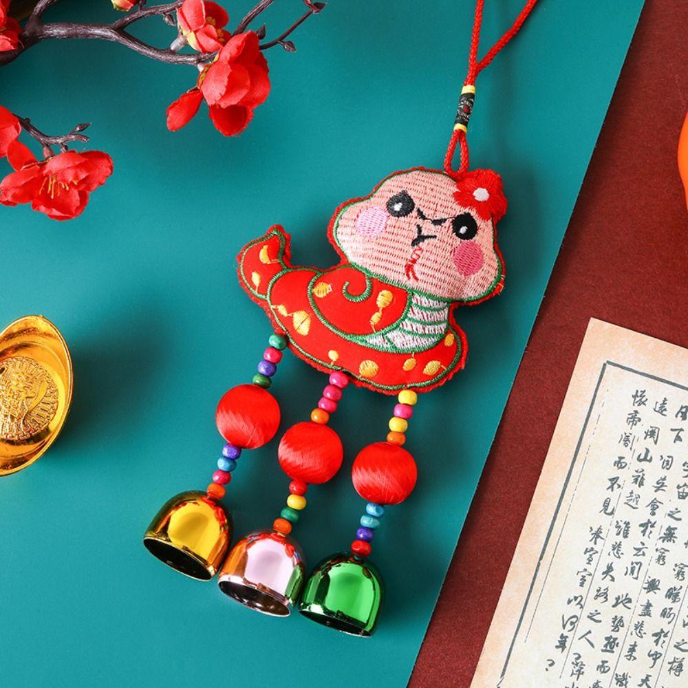 Traditional Embroidery Snake Wind Chimes Hanging New Year Pendants  New Year Decoration