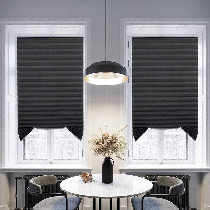4 Size Simple Adhesive Pleated Blinds Bathroom Balcony Shades Half Blackout Windows Curtains for Bedroom Living Room Balcony