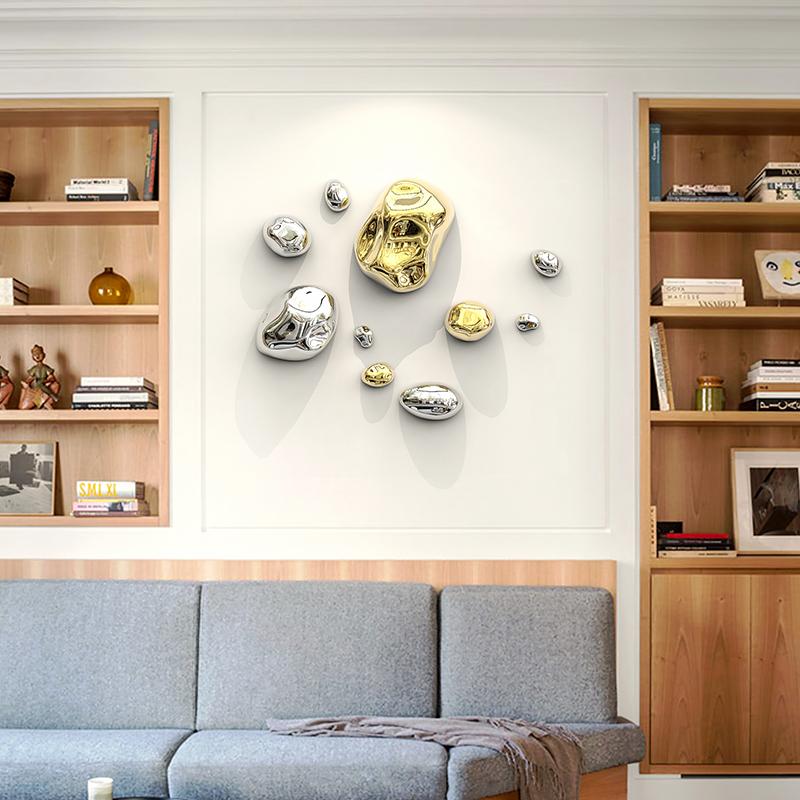 Abstract Three-dimensional Stone Wall Hanging Living Room Decoration Electroplating Simulation Stone Wall Hanging Interior Home