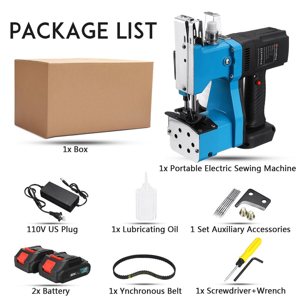 

88VF Портативная беспроводная электрическая швейная машина Автоматическая машина для запечатывания тканых пакетов в текстильной промышленности 2*Batteries