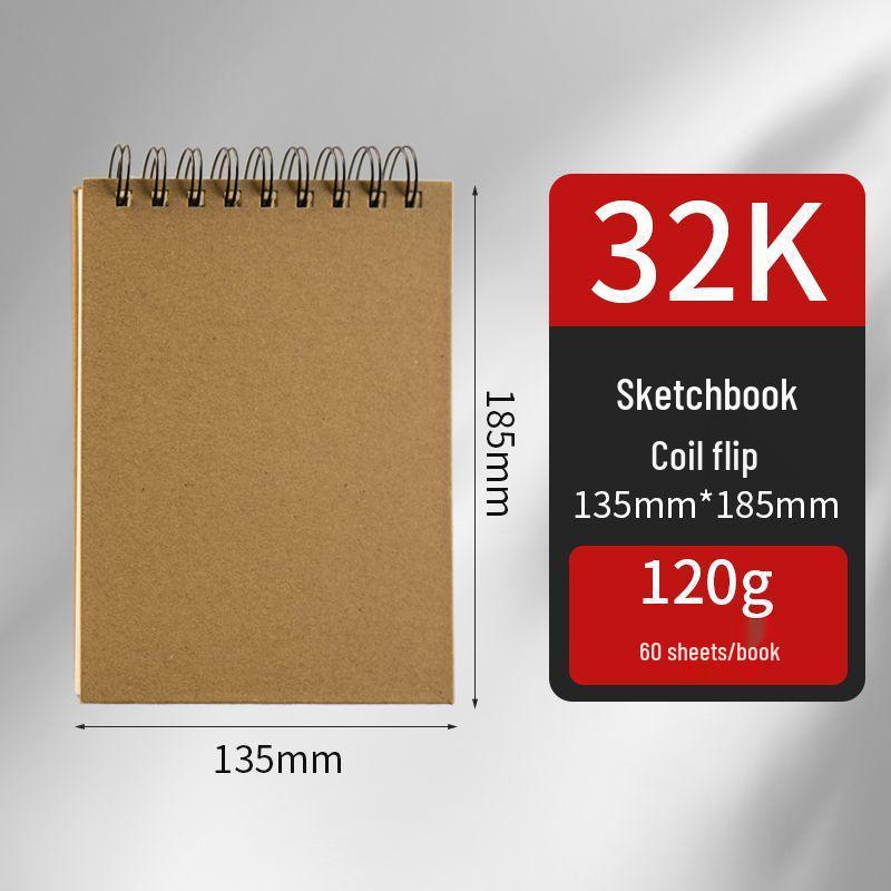 Thickened Sketchbook: 16 Coil-Bound Sheets, 8 Drawing Pages for Kids, Free Shipping