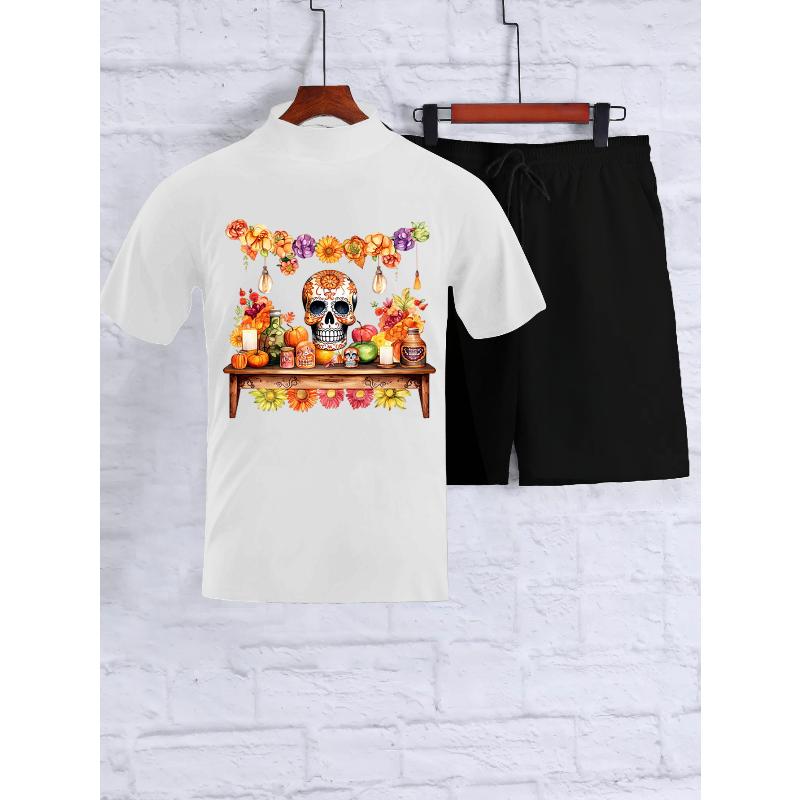 

Short Sleeve and Shorts Set Beach Athletic Tracksuit XXL білий