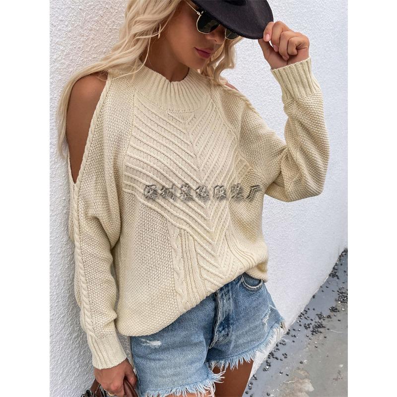 Women S Long Sleeve Crew Neck Knit Sweater Solid Color Casual Fall Winter