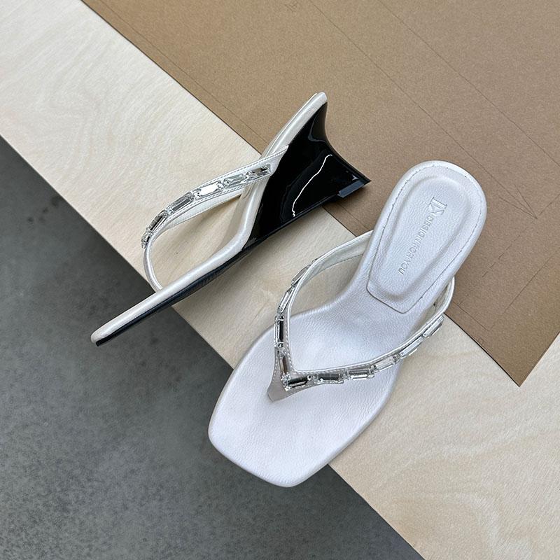 

Fashion Female Slides Ladies Wedges Heeled Slippers Shoes Sandals Luxury Fashion Rhinestones Wedges Slippers Shoes For Women Flip Flops 35 бежевый