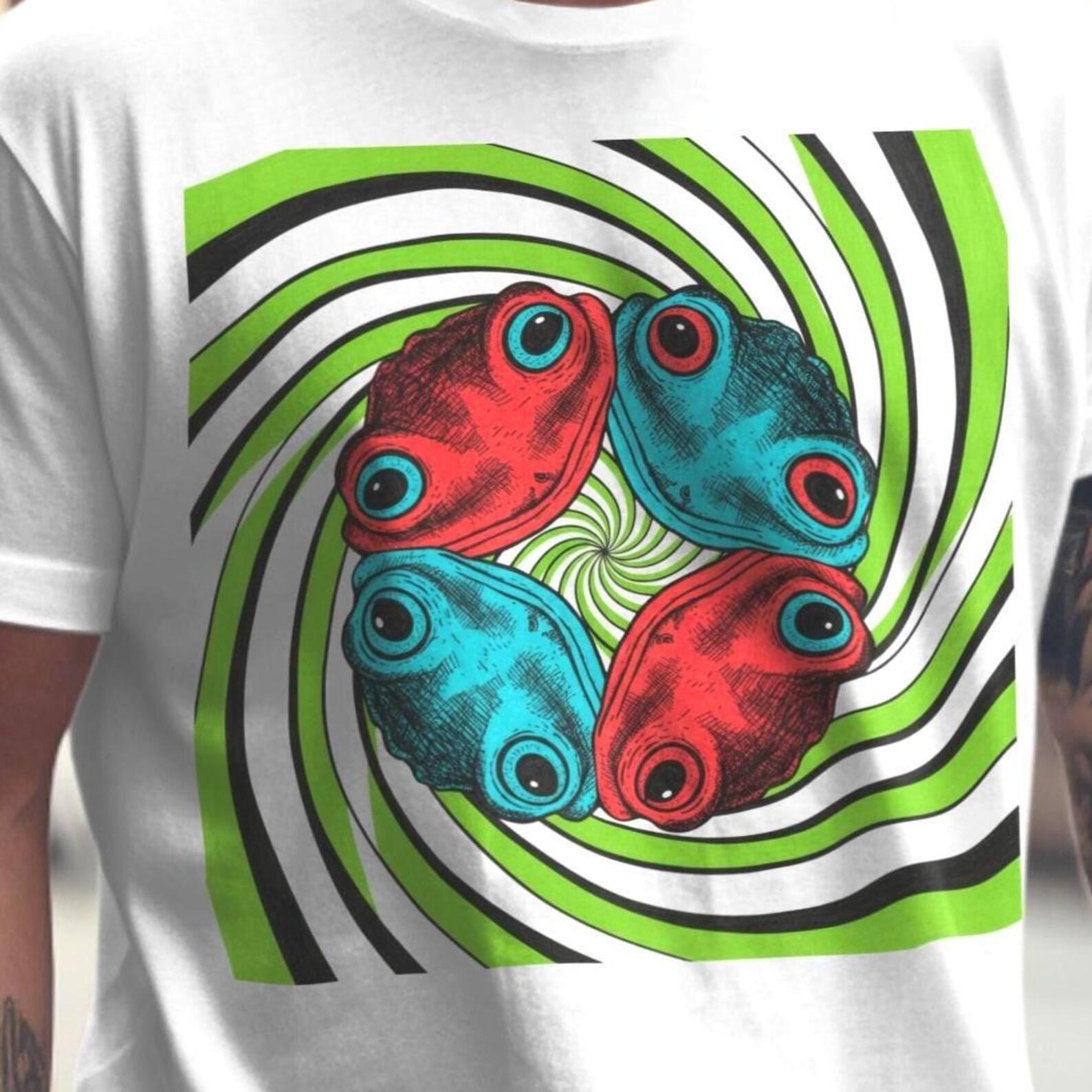 Spiral Frog T-Shirt | Trippy Frog Graphic Tee | Psychedelic Amphibian Shirt | Hypnotic Swirl Design XS to 5XL XL