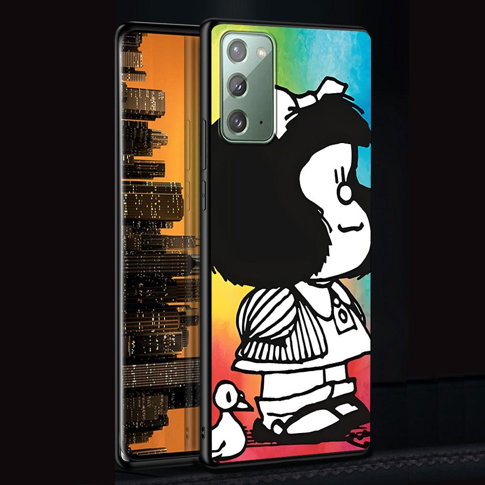 Cartoon Cute Mafalda Case for Samsung Galaxy Note 20 Ultra 8 10 Lite 9 TPU Phone Cover Note 10 Plus Black Soft Shell Funda Capa