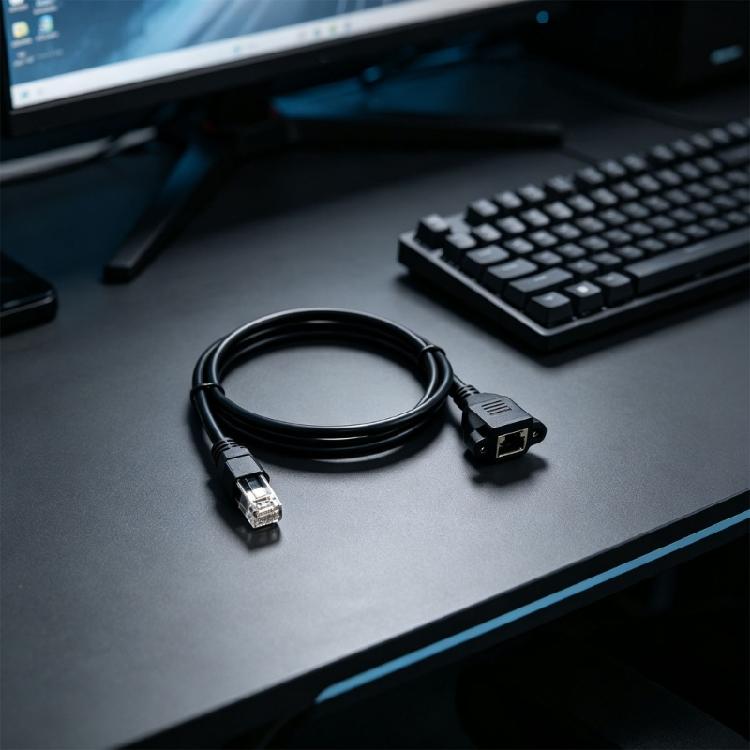 Cat6E Networking Extension Cable for Repositioning Wire Equipment, Cat6E RJ45 Male to Female Cable with ABS Housing for Home Offices