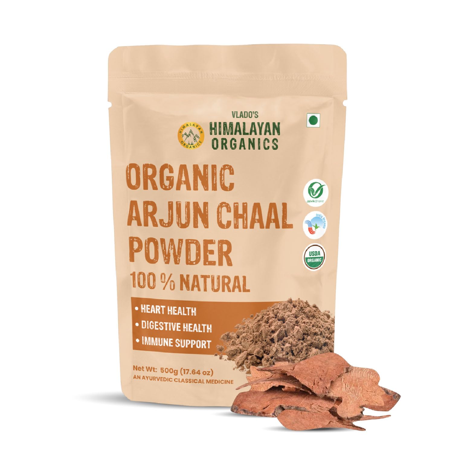 

Vlado s Himalayan Organics Organic Arjun Chaal Powder 500 g Pure Herbal Bark Powder Natural Daily Wellness Support