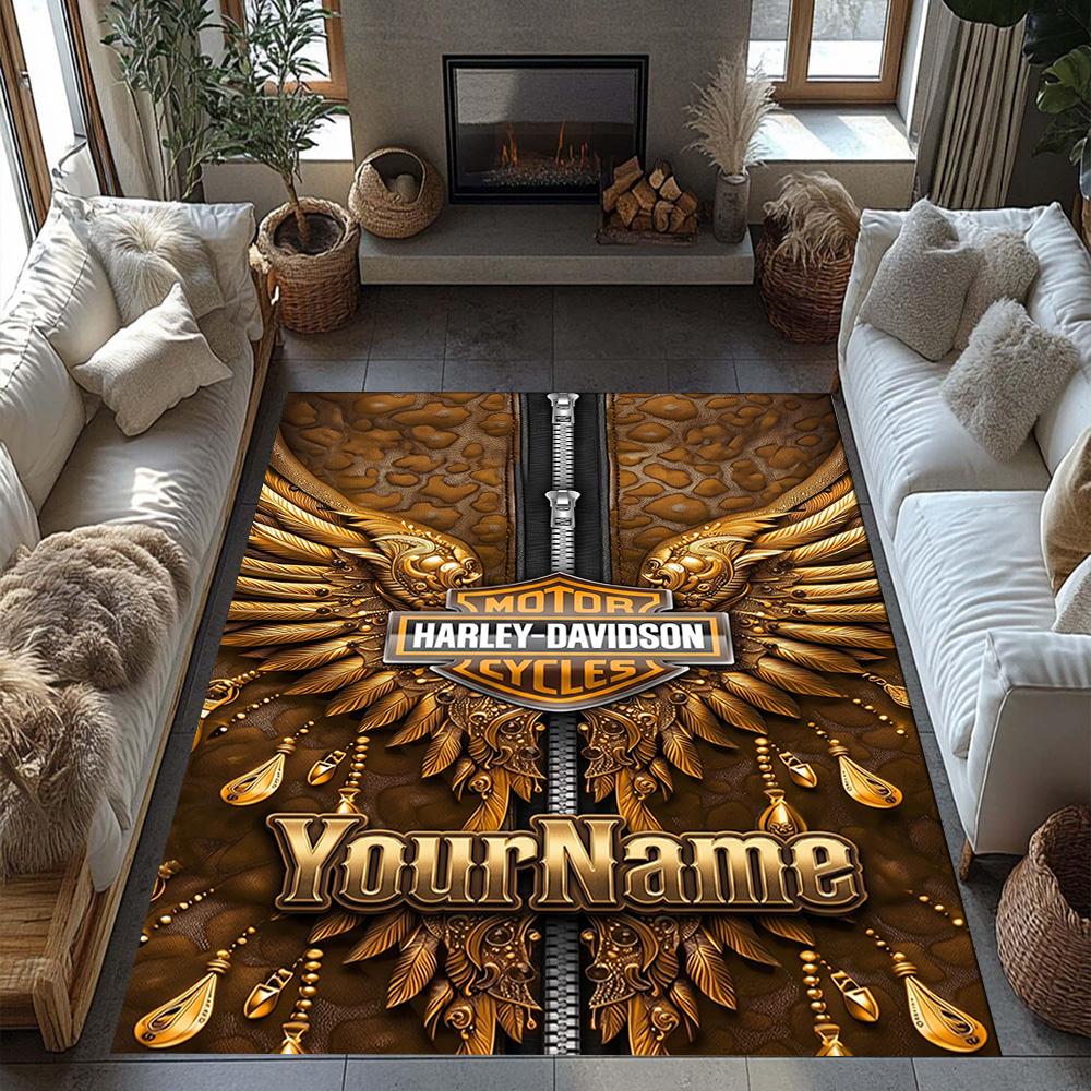 Harley-davidson Motorcycles Customize Your Name Floor Mat Perfect for Outdoor Dining Room Entryway Kitchen Antislip Carpet Anime Office Decor