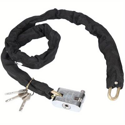 1Pc Premium Black Bike Lock with Manganese Steel Chain Heavy Duty for Mountain Bikes Cycling.
