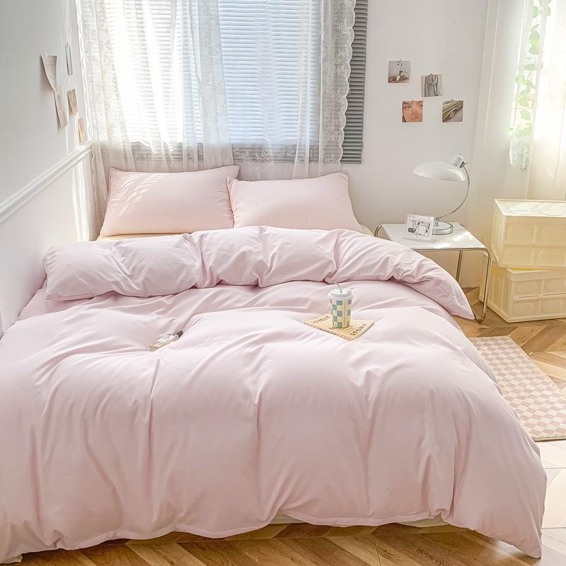 Solid Color Cotton Four-piece Set Brushed Bed Sheet Covers Three Sets