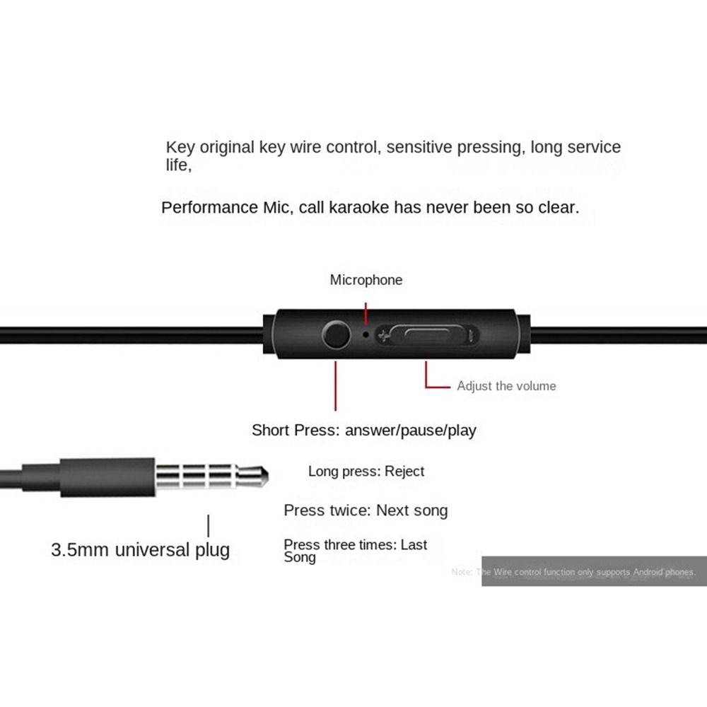 3.5mm Noise Cancelling Flexible Stereo Earphones Wired Headphones Bass Headset Over Ear Headset