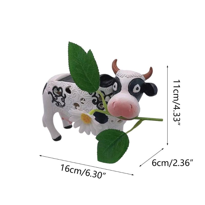 Solar Garden Lights Resin Cow LED Solar Light Color Changing Light Cow Solar Light Solar Outdoor Lights Yard Decoration