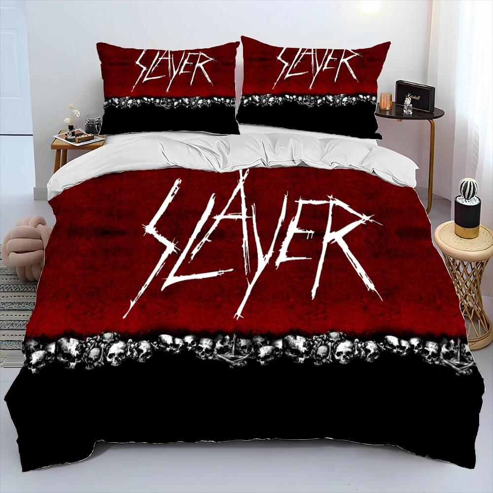 Slayer Heavy Metal Band Musik Bettdecken-Bettwäsche-Set, Bettbezug, Bettset, Steppdecke, Kissenbezug, King-Queen-Size-Bettwäsche-Set für Kinder