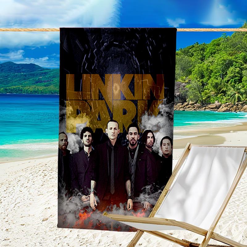 1pc Linkin Park2 Beach Towel, Beach and Seaside Swimming Pool Equipment, Fashion Pattern, Rectangular, Travel Essentials
