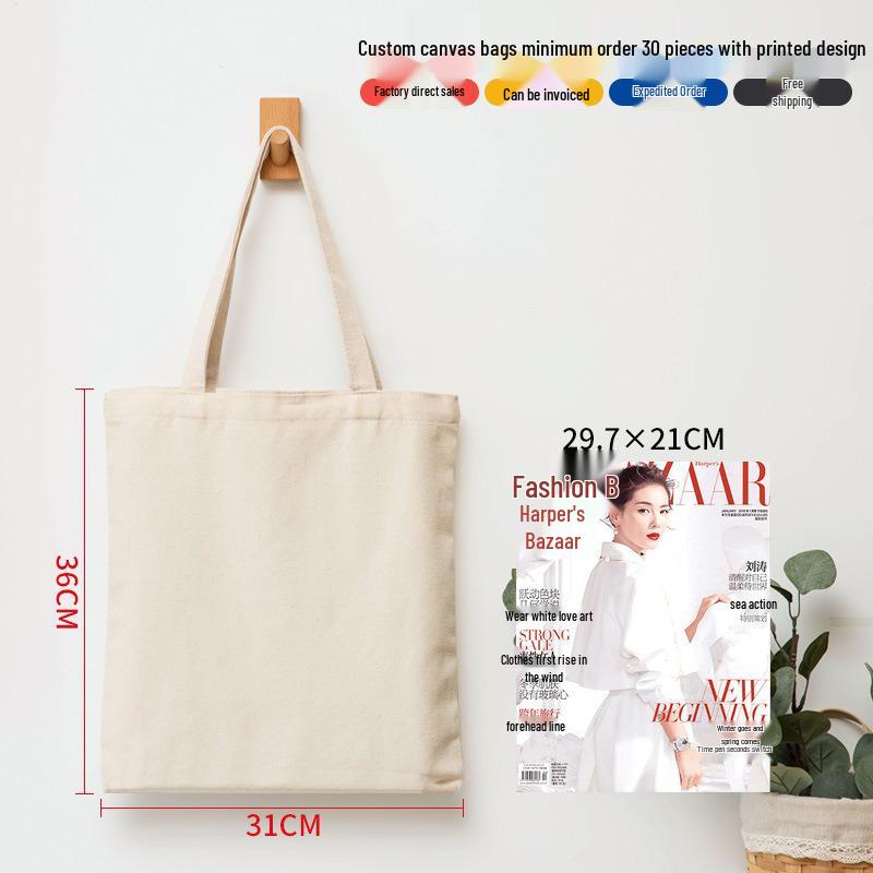 Black Canvas Tote Bag with Logo Print - Eco-friendly for Students