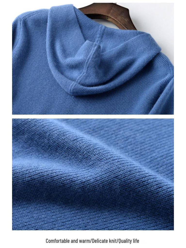Cardigan Sweats à capuche zippé pour homme Printemps/Automne 2024 - Sweat à capuche en maille unie