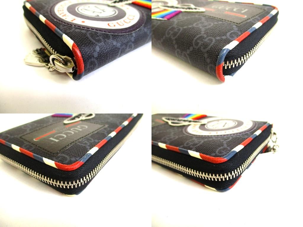Authentische GUCCI GG-beschichtetes Canvas Schwarzes Leder Rundum-Reißverschluss-Portemonnaie #b285 Vom Verkäufer überholt