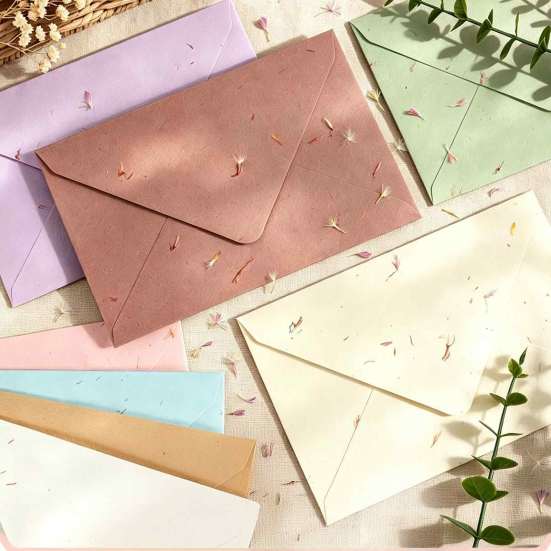 Artistic Stationery for Handwritten Messages 10PCS Petal Art Envelopes, Real Floral Texture Design, Thick Paper Western Style Delicate Envelopes