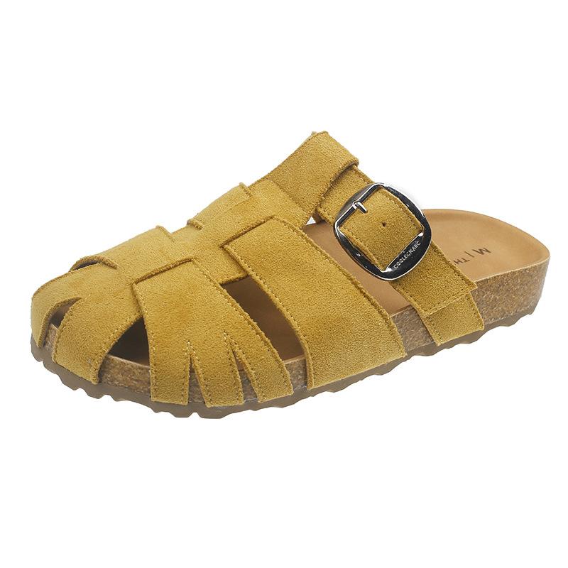 

Designer New Style Mules Slippers 2025 Summer Solid Comfy Women Sandals Bao Tou Outside Beach Slip On Simple Women Slippers 39 жёлтый