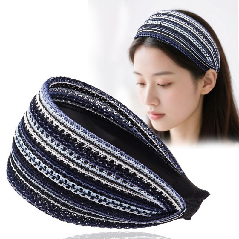 Wide Edge Hairband Hair Clip Ethnic Style Hair Accessory Toothed Anti-Slip Versatile For Covering Gray Hair And Frizz For Women