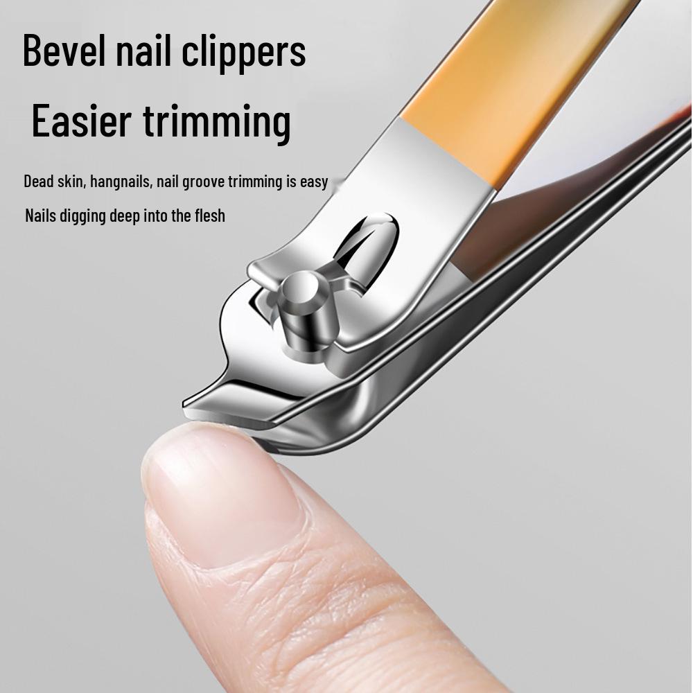 Gradient Color Nail Clipper Set: 6-Piece High-Gloss Clippers with Glass File and Pedicure Cover