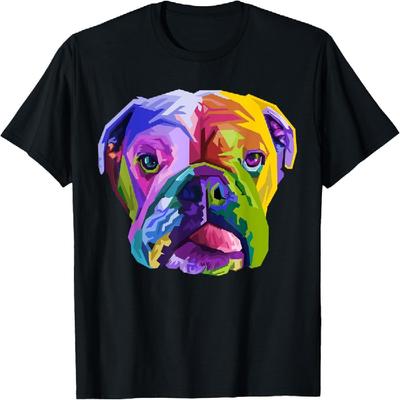 English British Bulldog Pop Art Portrait for Dog Owners T-Shirt(2)