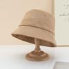Womens Solid Color Short Brim Faux Suede Bucket Hat Winter Casual Chic Cap
