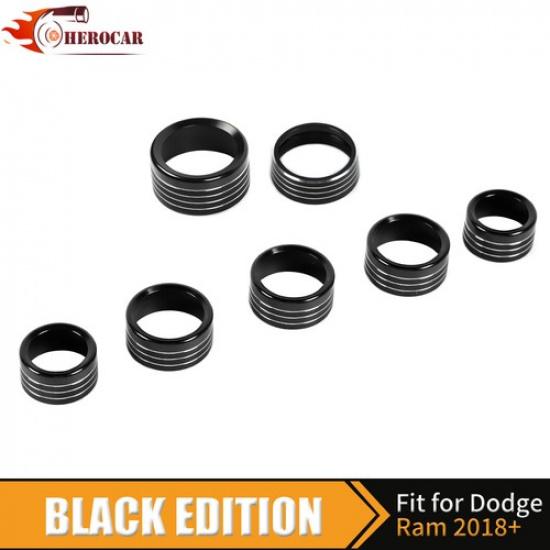 Headlight AC Radio Switch Knob Ring Cover For Dodge RAM 1500 19+ Black Interior