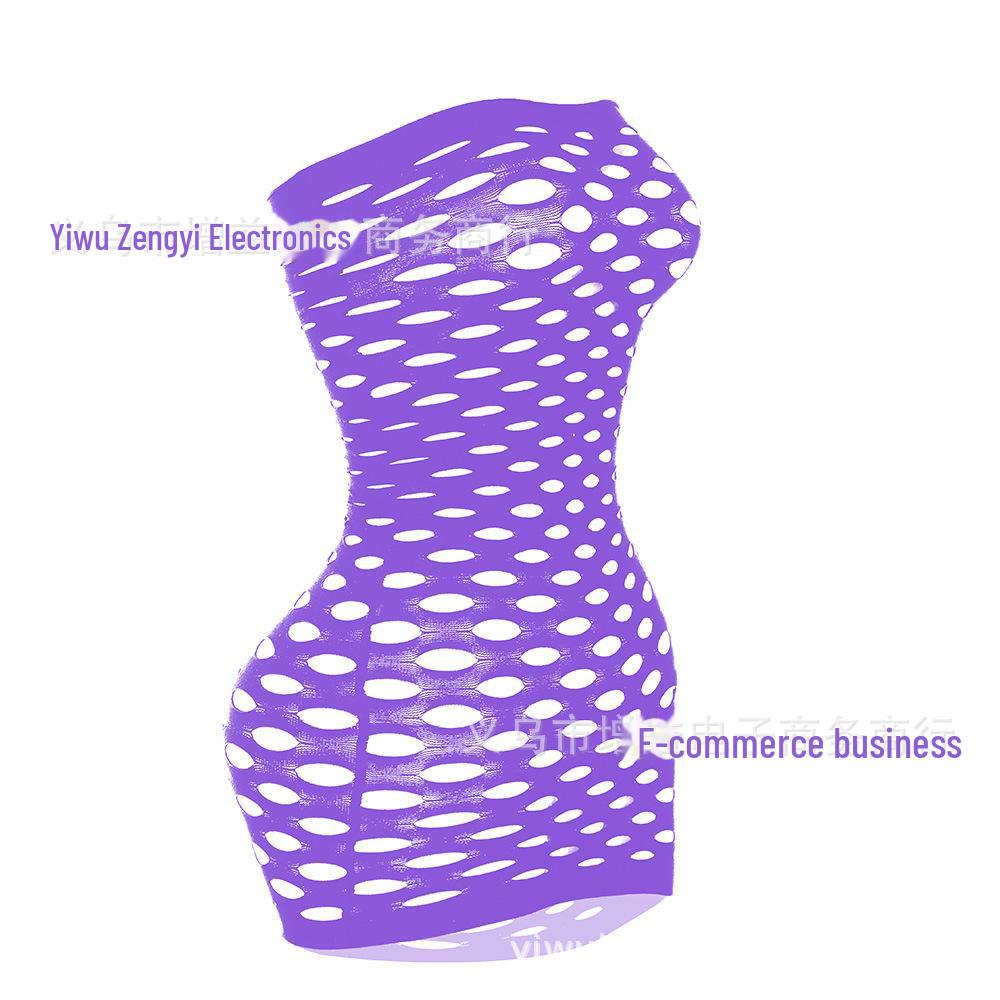 Sexy Lingerie: Hole Hip Skirt Tube Top, Full Body Net Dress W095