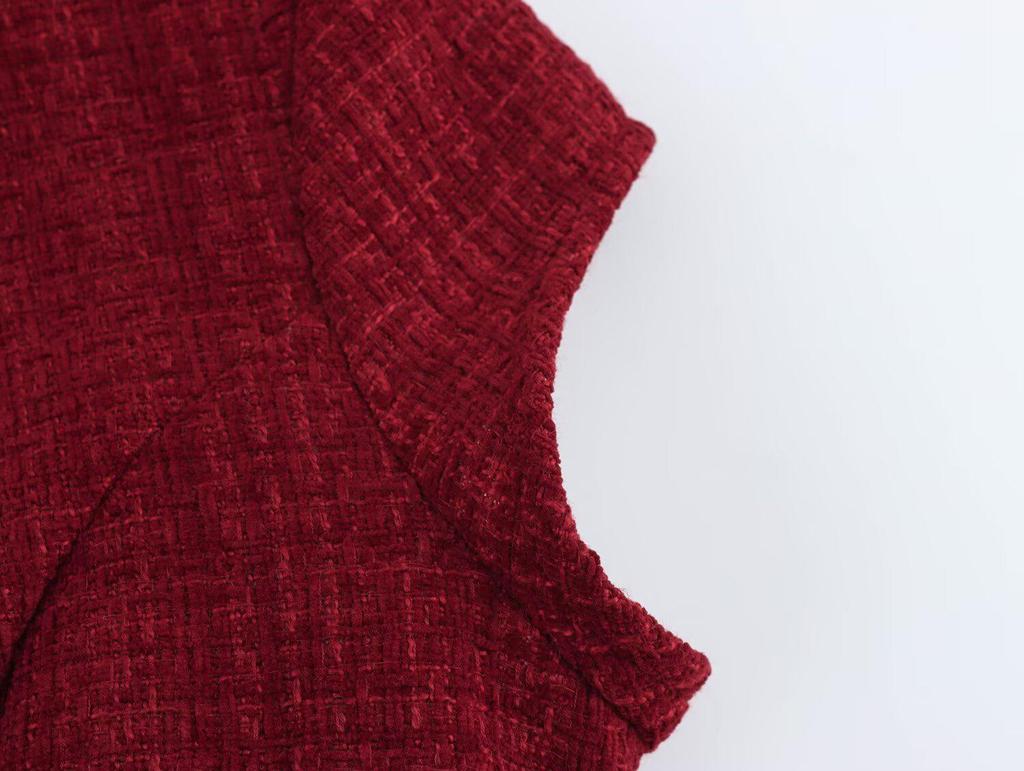 2025 Spring Women's European & American Tweed Backless Waist-Hugging Dress