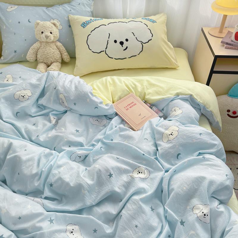 Bedding Four-piece Set Skin-friendly Washed Dormitory Bed Three-piece Set Bed Sheet Quilt Cover Pillowcase