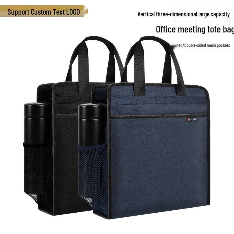 Oxford Cloth Large Capacity Business Conference Bag with Vertical Zip Black 626