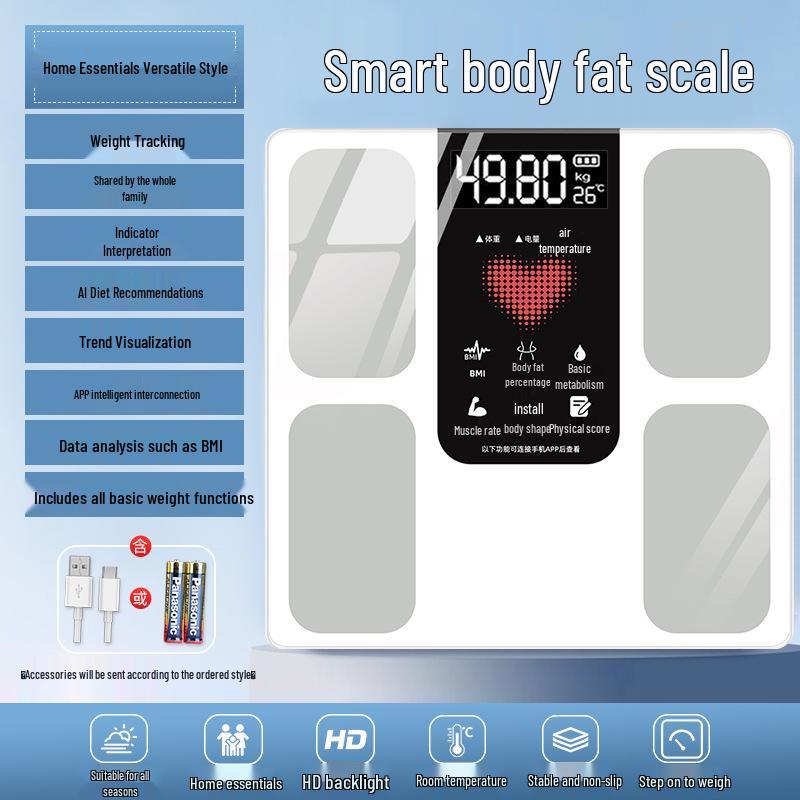 Bluetooth Body Fat Scale - Accurate Household Electronic Weight Scale for Adults